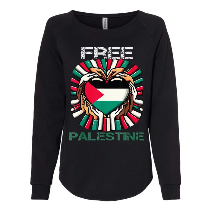 I Love Free Palestine Flag Save Gaza Strip Palestinian Womens California Wash Sweatshirt