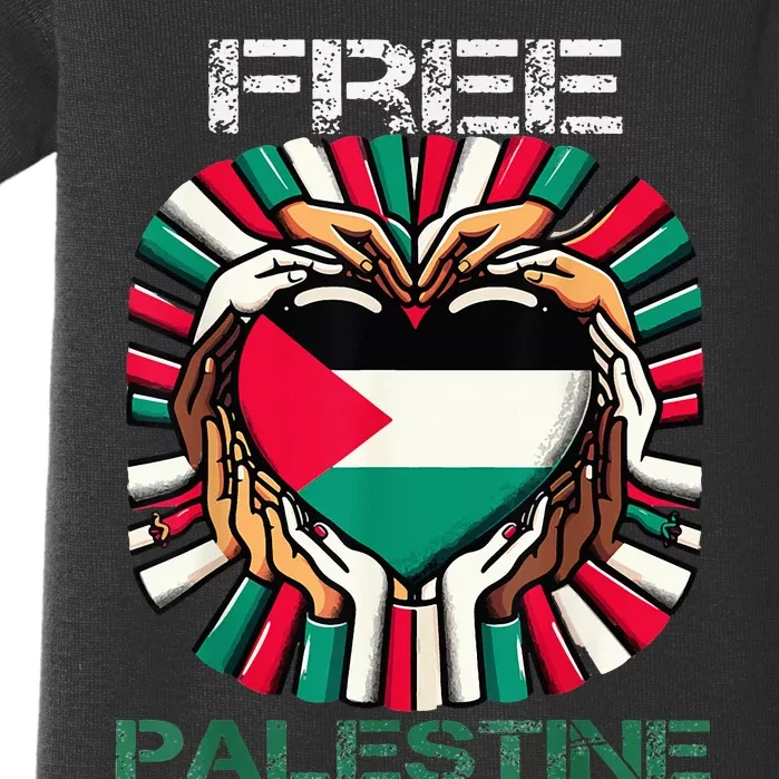 I Love Free Palestine Flag Save Gaza Strip Palestinian Baby Bodysuit