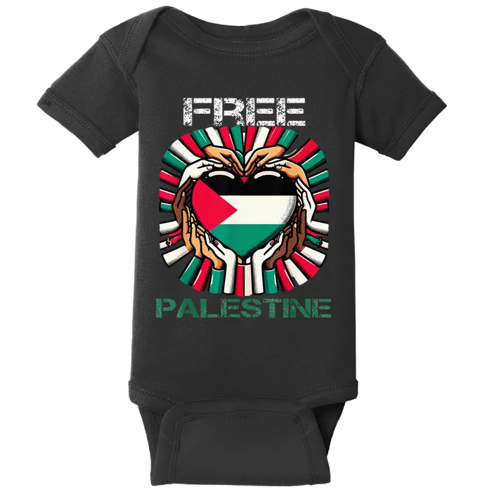 I Love Free Palestine Flag Save Gaza Strip Palestinian Baby Bodysuit