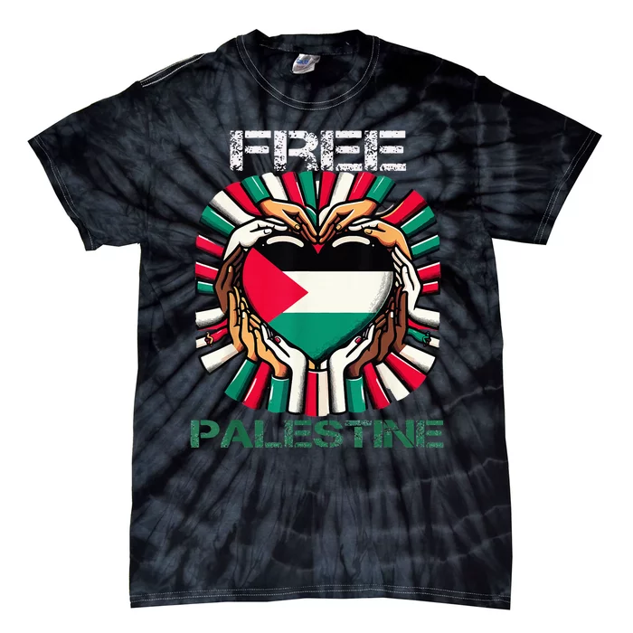 I Love Free Palestine Flag Save Gaza Strip Palestinian Tie-Dye T-Shirt