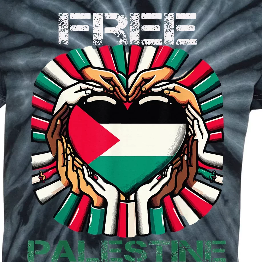 I Love Free Palestine Flag Save Gaza Strip Palestinian Kids Tie-Dye T-Shirt