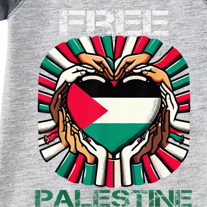 I Love Free Palestine Flag Save Gaza Strip Palestinian Infant Baby Jersey Bodysuit