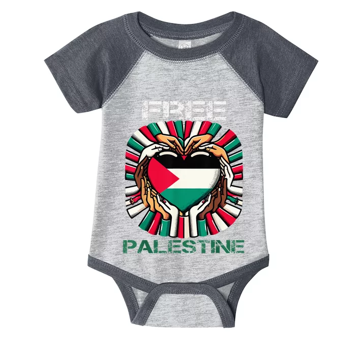 I Love Free Palestine Flag Save Gaza Strip Palestinian Infant Baby Jersey Bodysuit