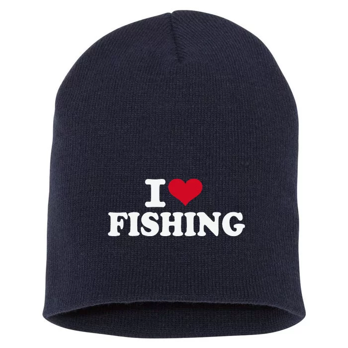 I Love Fishing Gift Short Acrylic Beanie