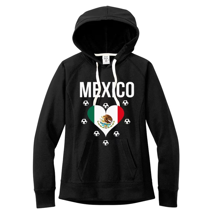 I Love Football Mexico Soccer Flag Ball Women's Fleece Hoodie