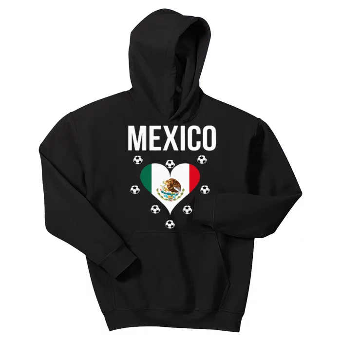 I Love Football Mexico Soccer Flag Ball Kids Hoodie