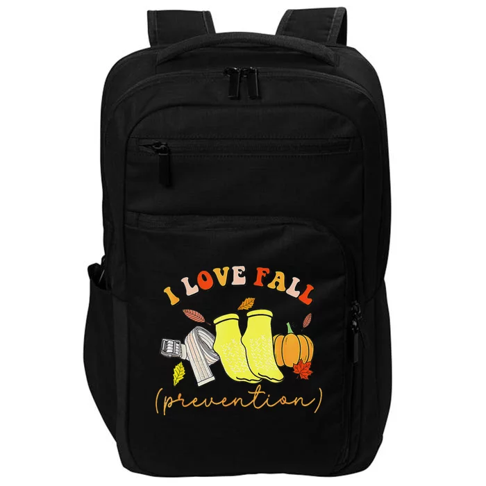 I Love Fall Prevention Socks Thanksgiving Autumn Quote Impact Tech Backpack