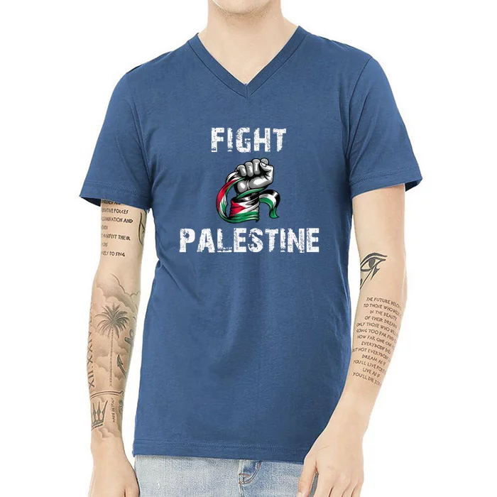 I Love Free Palestine Flag Save Gaza V-Neck T-Shirt