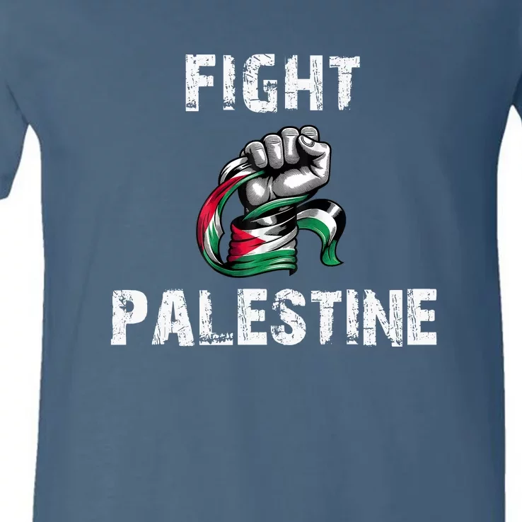 I Love Free Palestine Flag Save Gaza V-Neck T-Shirt