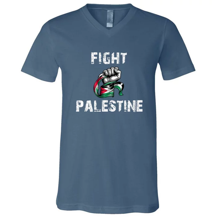 I Love Free Palestine Flag Save Gaza V-Neck T-Shirt