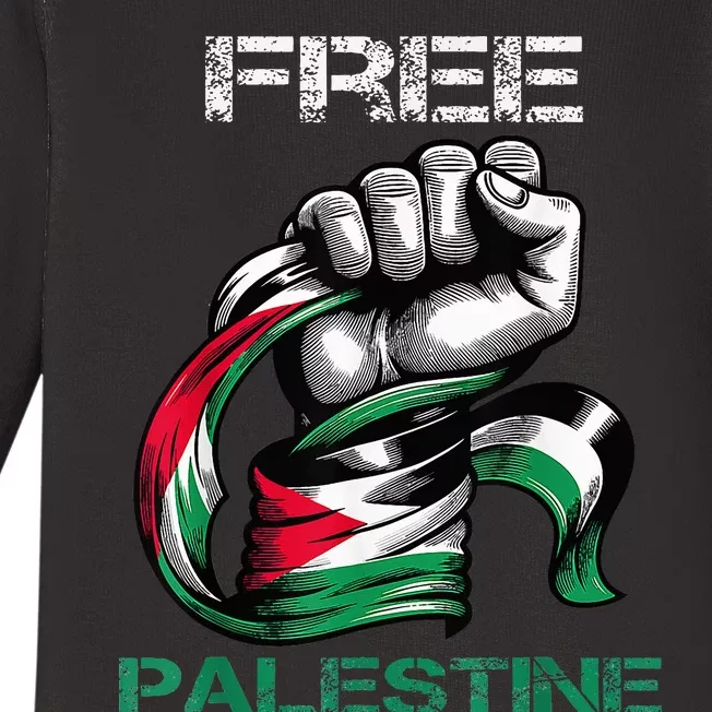 I Love Free Palestine Flag Save Gaza Strip Palestinian Baby Long Sleeve Bodysuit