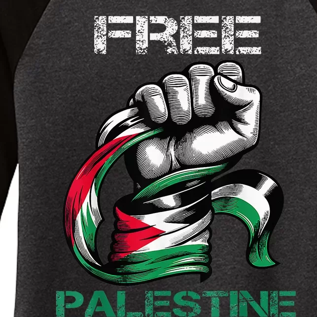 I Love Free Palestine Flag Save Gaza Strip Palestinian Women's Tri-Blend 3/4-Sleeve Raglan Shirt