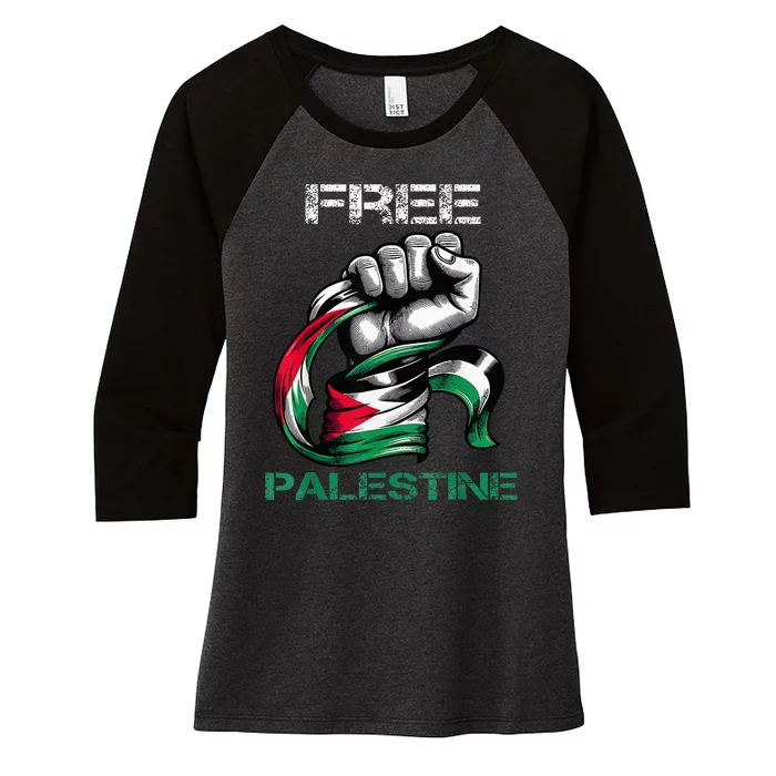 I Love Free Palestine Flag Save Gaza Strip Palestinian Women's Tri-Blend 3/4-Sleeve Raglan Shirt