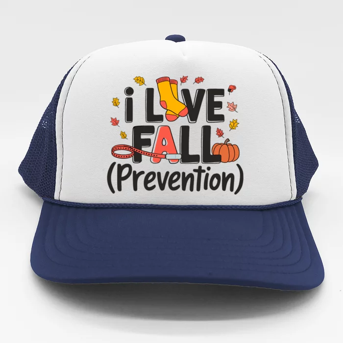 I Love Fall Prevention Nurse Retro Thanksgiving Autumn Trucker Hat