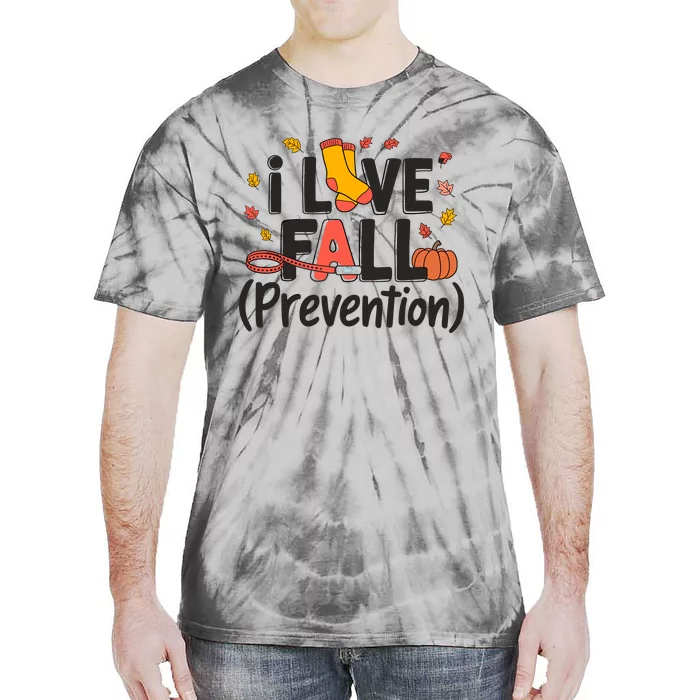 I Love Fall Prevention Nurse Retro Thanksgiving Autumn Tie-Dye T-Shirt