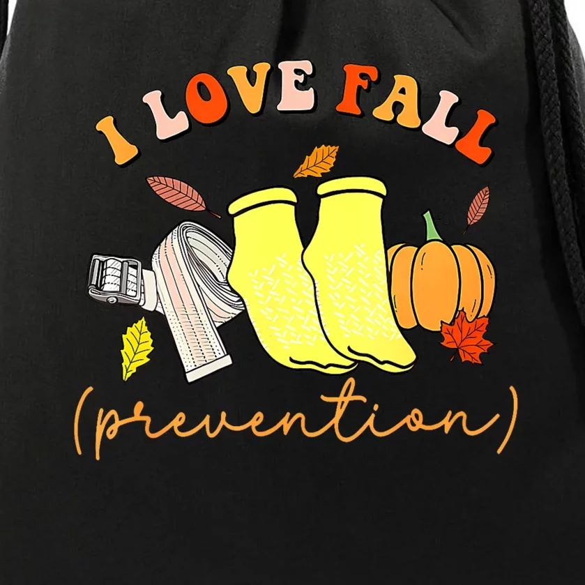 I Love Fall Prevention Socks Thanksgiving Autumn Quote Drawstring Bag