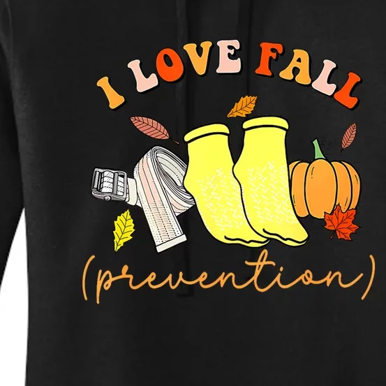 I Love Fall Prevention Socks Thanksgiving Autumn Quote Women's Pullover Hoodie