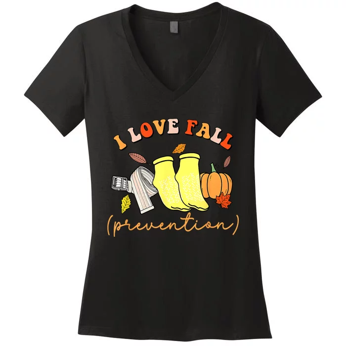 I Love Fall (Prevention) Women's V-Neck T-Shirt