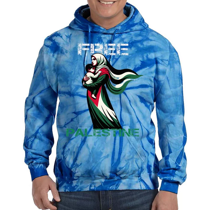 I Love Free Palestine Mother Children Gaza Strip Palestinian Tie Dye Hoodie