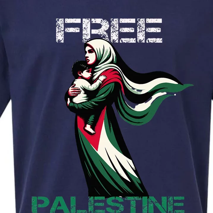 I Love Free Palestine Mother Children Gaza Strip Palestinian Sueded Cloud Jersey T-Shirt