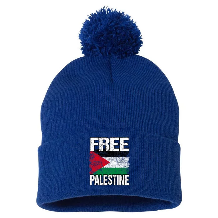 I Love Free Palestine Flag Save Gaza Strip Palestinian Pom Pom 12in Knit Beanie