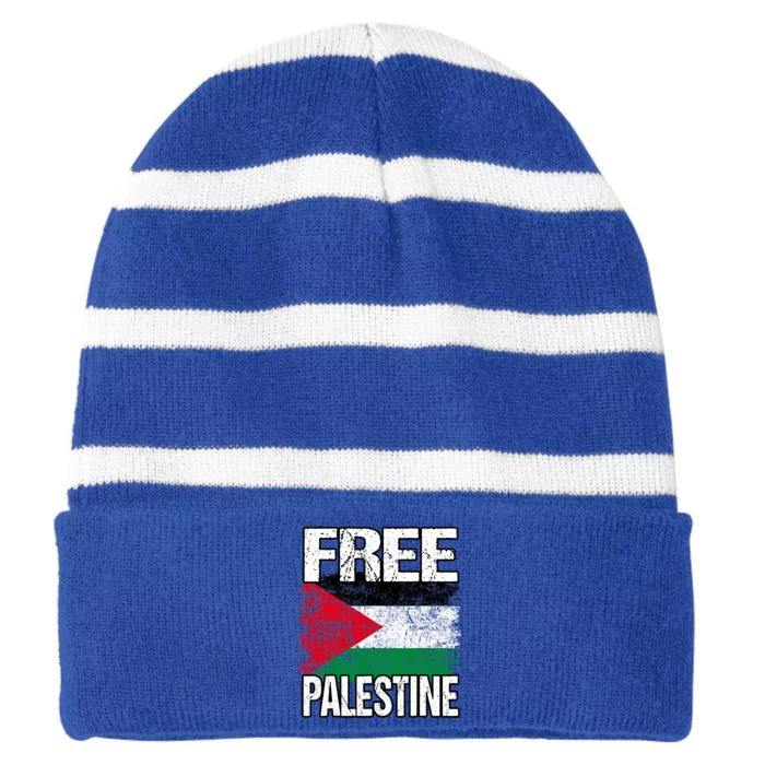 I Love Free Palestine Flag Save Gaza Strip Palestinian Striped Beanie with Solid Band