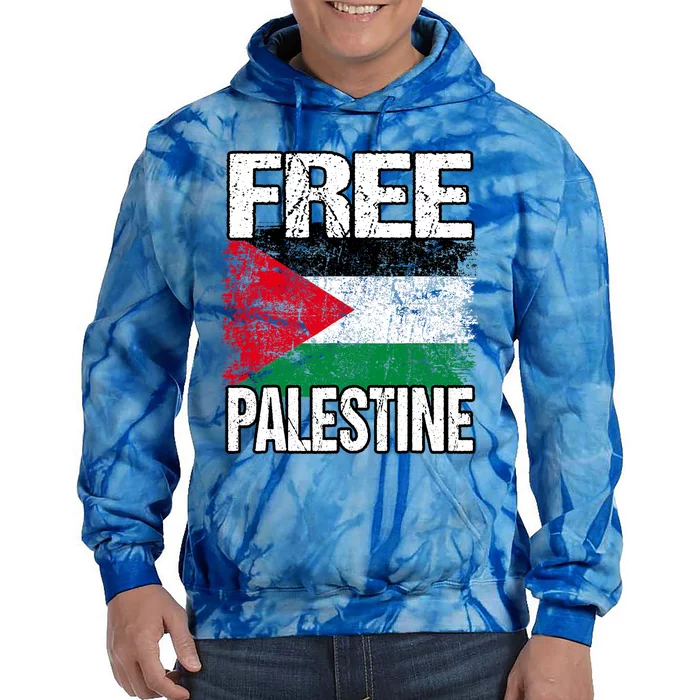 I Love Free Palestine Flag Save Gaza Strip Palestinian Tie Dye Hoodie