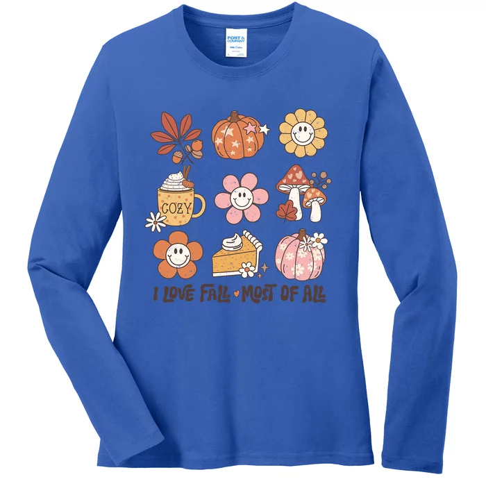 I Love Fall Most Of All Retro Halloween Cute Gift Ladies Long Sleeve Shirt