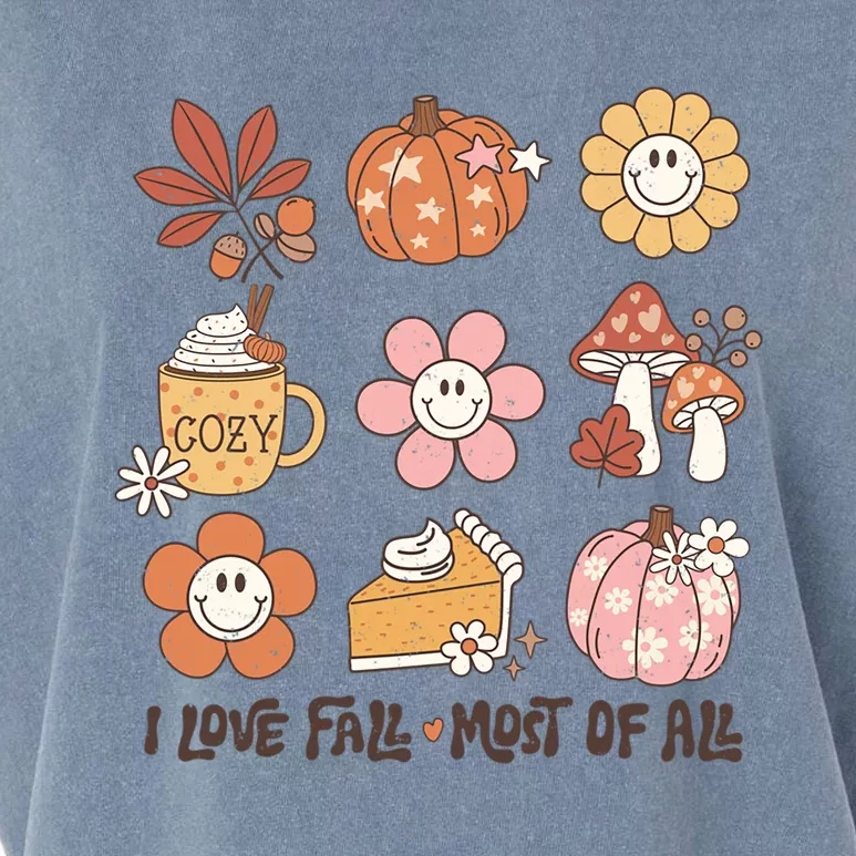 I Love Fall Most Of All Retro Halloween Cute Gift Garment-Dyed Women's Muscle Tee