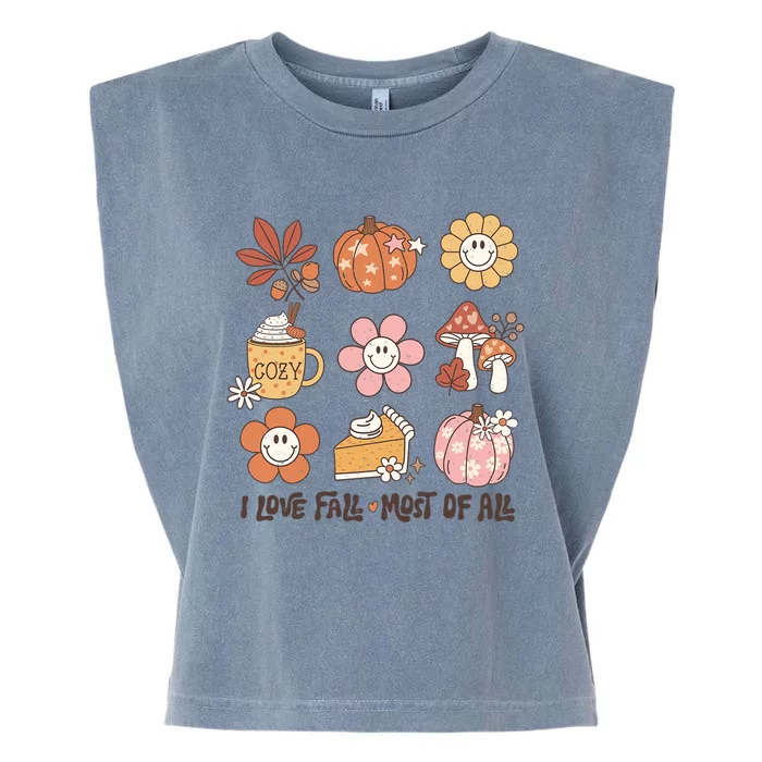 I Love Fall Most Of All Retro Halloween Cute Gift Garment-Dyed Women's Muscle Tee