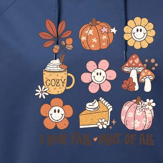 I Love Fall Most Of All Retro Halloween Cute Gift Performance Fleece Hoodie