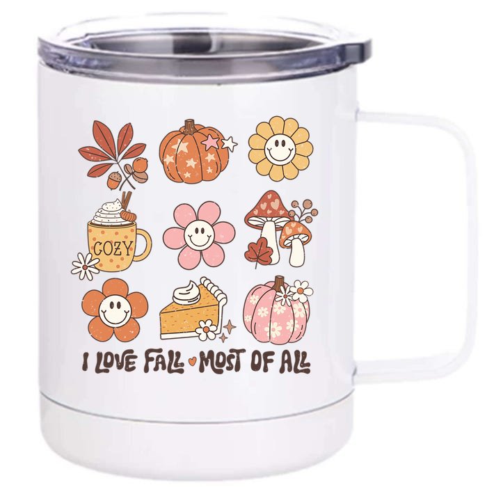 I Love Fall Most Of All Retro Halloween Cute Gift Front & Back 12oz Stainless Steel Tumbler Cup