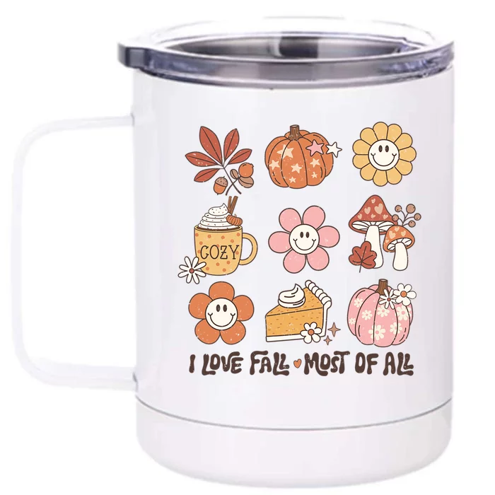 I Love Fall Most Of All Retro Halloween Cute Gift Front & Back 12oz Stainless Steel Tumbler Cup