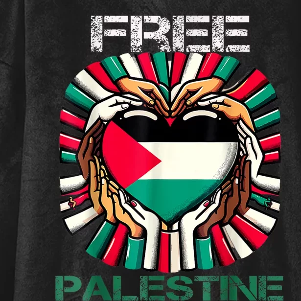 I Love Free Palestine Flag Save Gaza Strip Palestinian Hooded Wearable Blanket