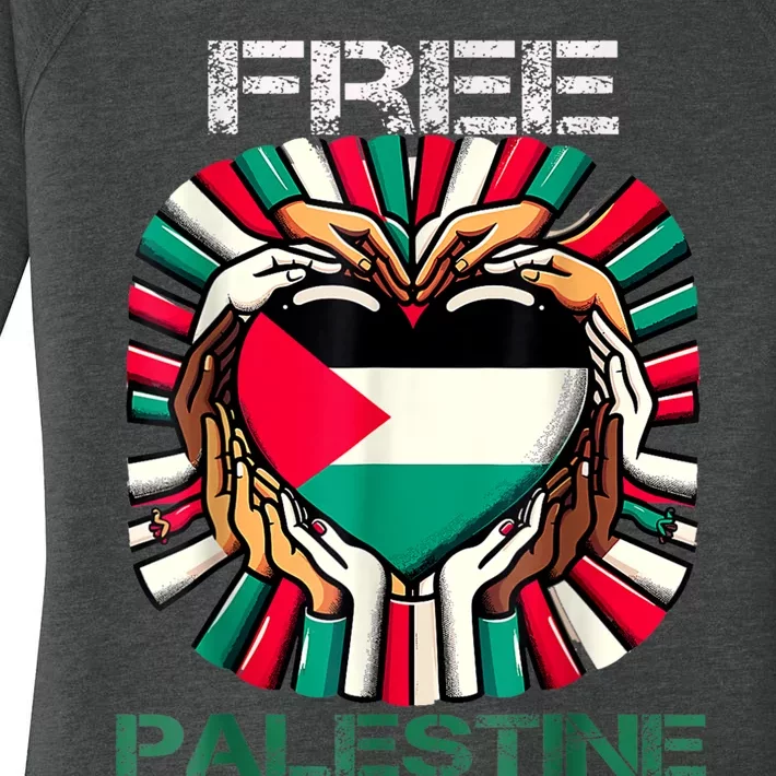 I Love Free Palestine Flag Save Gaza Strip Palestinian Women's Perfect Tri Tunic Long Sleeve Shirt