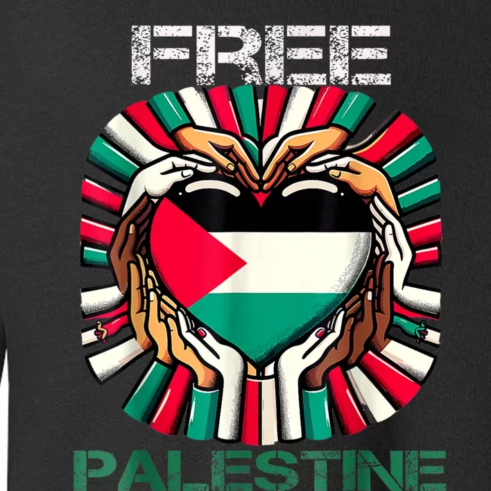 I Love Free Palestine Flag Save Gaza Strip Palestinian Toddler Sweatshirt