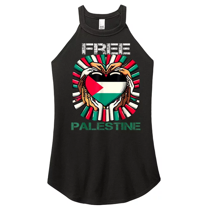 I Love Free Palestine Flag Save Gaza Strip Palestinian Women’s Perfect Tri Rocker Tank