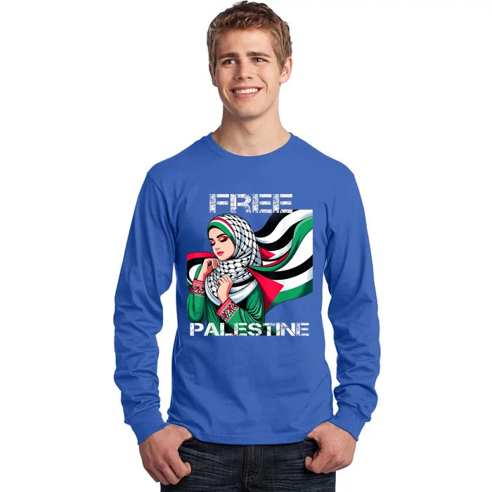 I Love Free Palestine Flag Save Gaza Strip Palestinian Tall Long Sleeve T-Shirt