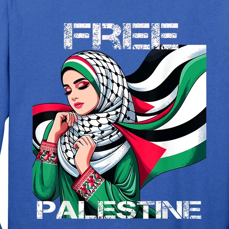 I Love Free Palestine Flag Save Gaza Strip Palestinian Tall Long Sleeve T-Shirt