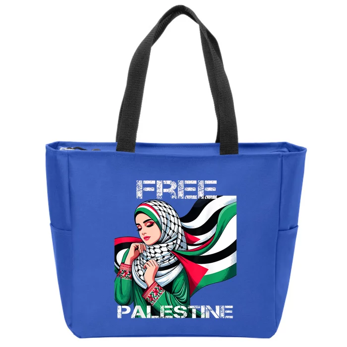 I Love Free Palestine Flag Save Gaza Strip Palestinian Zip Tote Bag