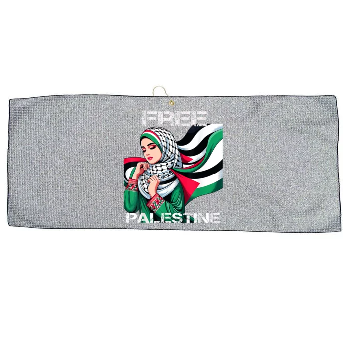 I Love Free Palestine Flag Save Gaza Strip Palestinian Large Microfiber Waffle Golf Towel