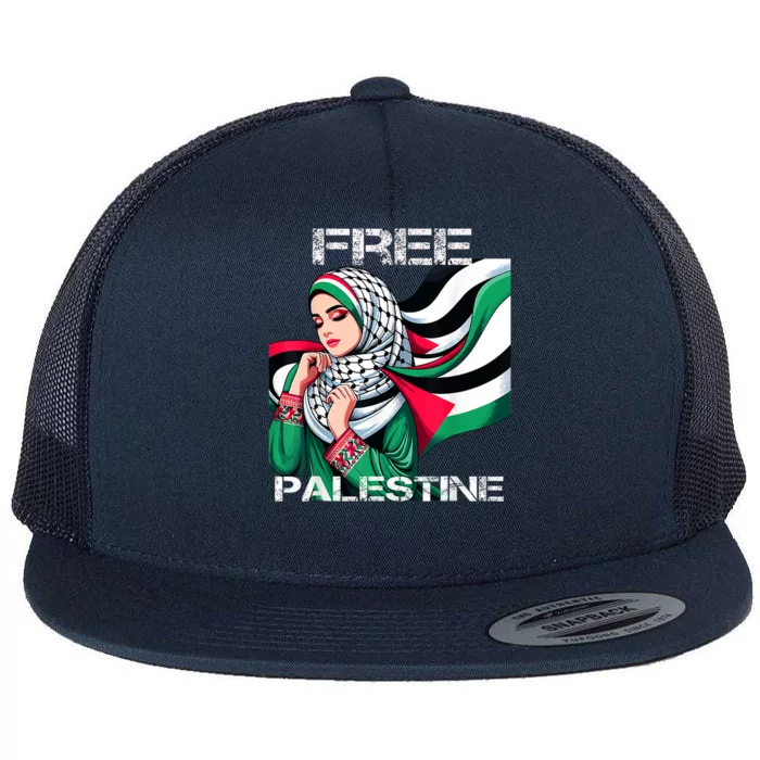 I Love Free Palestine Flag Save Gaza Strip Palestinian Flat Bill Trucker Hat