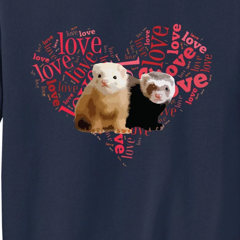 I Love Ferrets Heart Shaped Ferret Lover Gift Sweatshirt