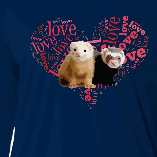 I Love Ferrets Heart Shaped Ferret Lover Gift Cooling Performance Long Sleeve Crew