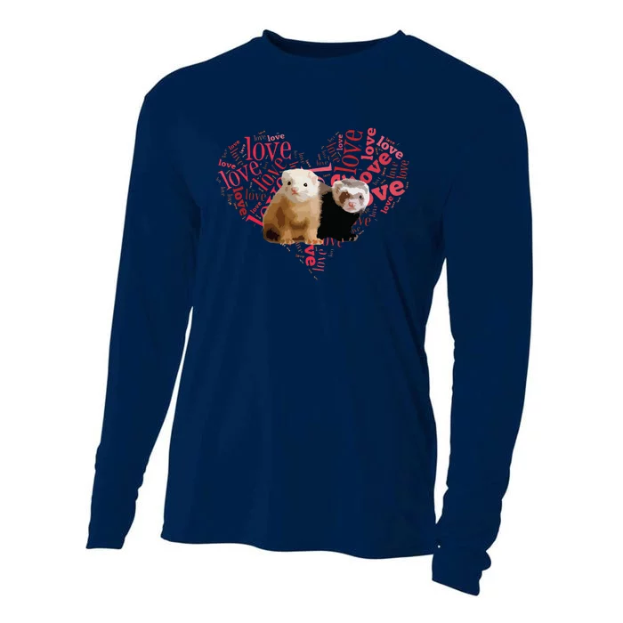 I Love Ferrets Heart Shaped Ferret Lover Gift Cooling Performance Long Sleeve Crew