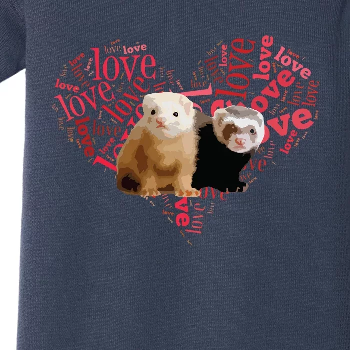 I Love Ferrets Heart Shaped Ferret Lover Gift Baby Bodysuit