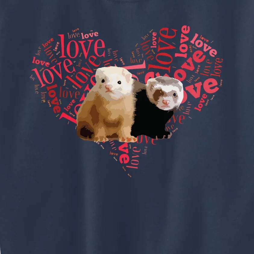 I Love Ferrets Heart Shaped Ferret Lover Gift Kids Sweatshirt