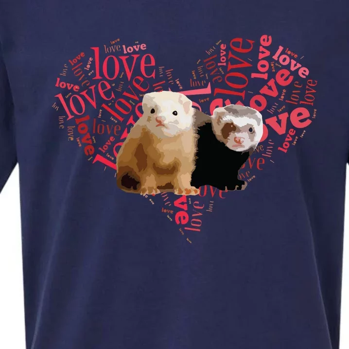 I Love Ferrets Heart Shaped Ferret Lover Gift Sueded Cloud Jersey T-Shirt