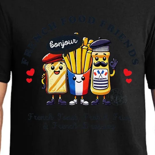 I Love French Food Bonjour Cute Toast Dressing French Fries Pajama Set