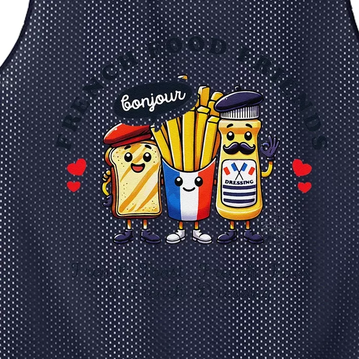 I Love French Food Bonjour Cute Toast Dressing French Fries Mesh Reversible Basketball Jersey Tank